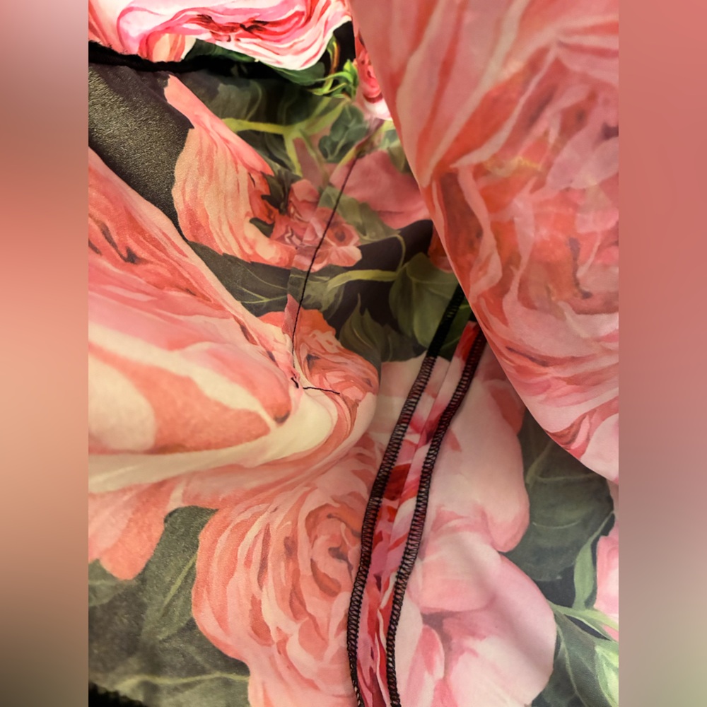 Dolce and Gabbana Floral Sleeveless Scoop Neck Tank Top - Pink & Green Roses - Picture 6 of 11